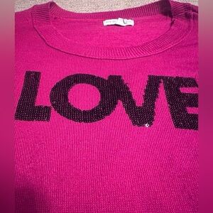 ❤️ New York & Company Fuchsia Sweater with 'LOVE' Design size medium Valentine’s